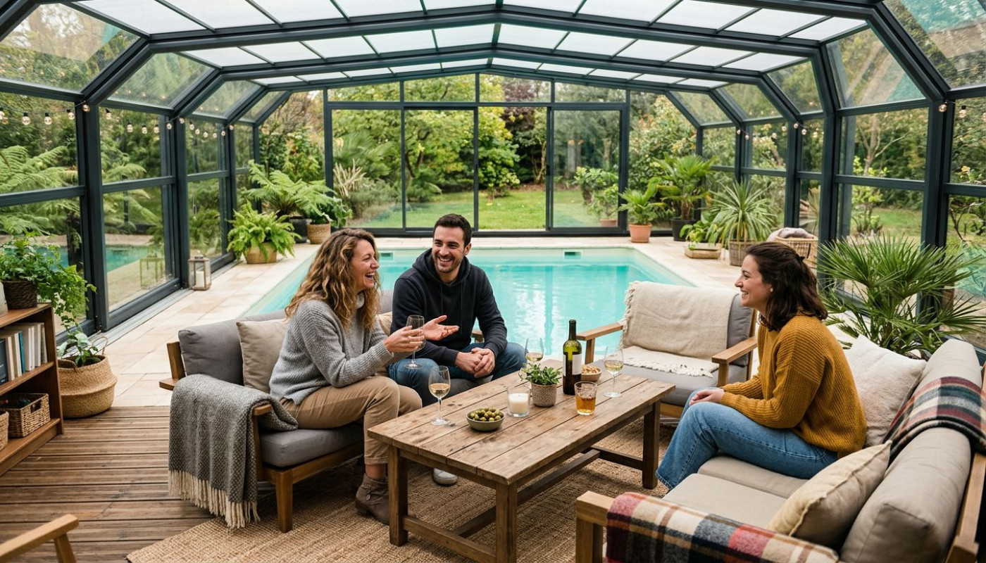 Comment transformer un abri piscine en espace convivial toute l’année