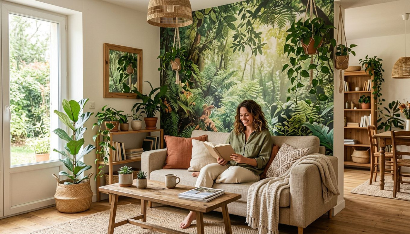 Quand la nature s'invite sur vos murs : métamorphosez votre salon sans architecte